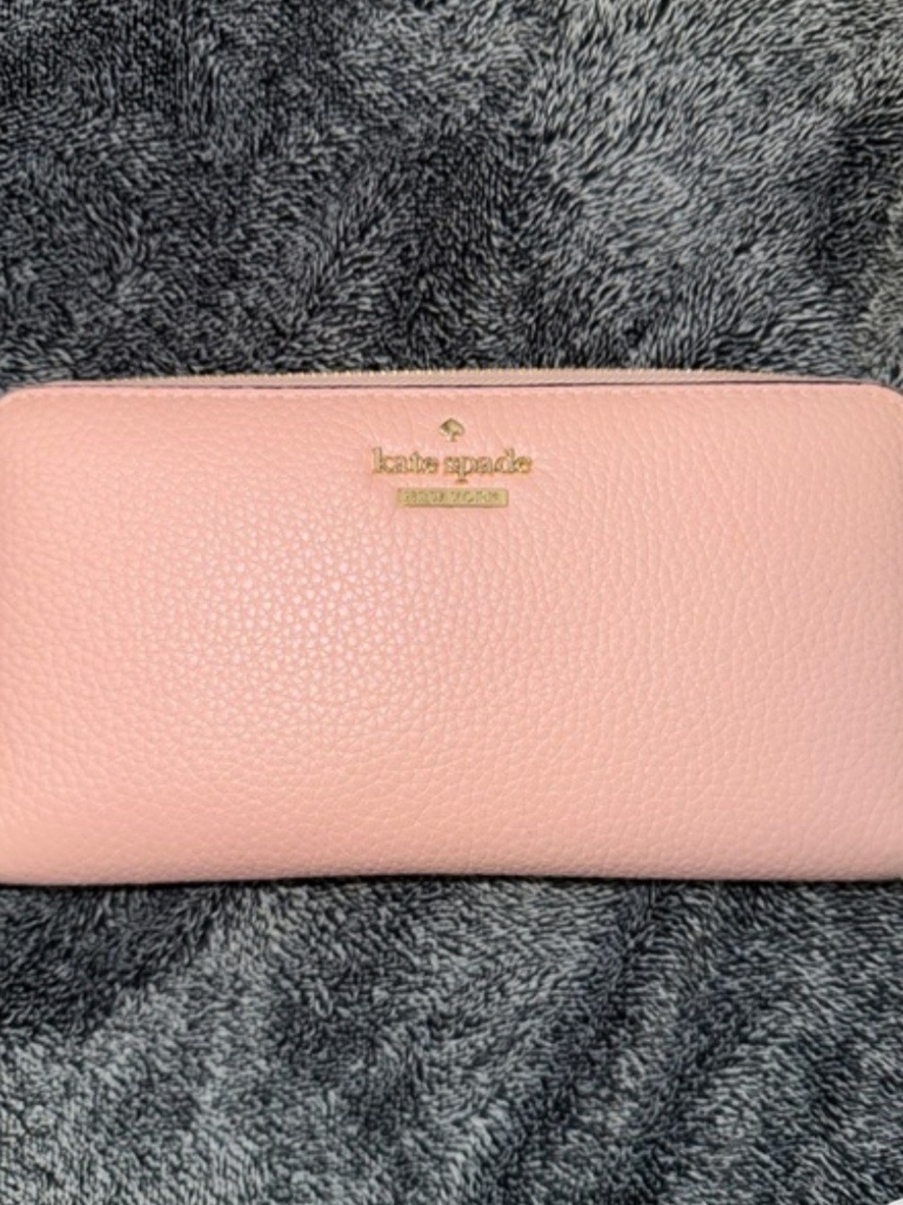 Purse And Wallet -kate spade blush pink pebbled zip-around wallet with gold logo